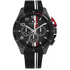 Tommy Hilfiger 1792168 Bank Ανδρικό Ρολόι Χρονογράφος Μαύρο Σιλικόνης 46mm